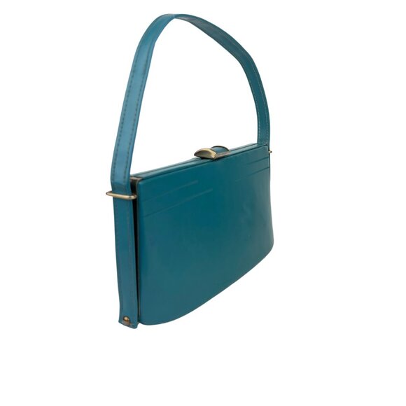 Vintage Teal Leather Handbag - Picture 2 of 4
